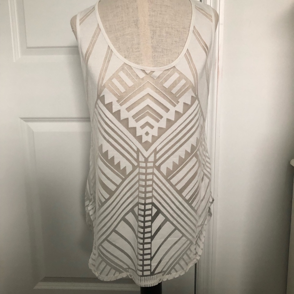 Mossimo White Aztec Geometric Sheer Tank